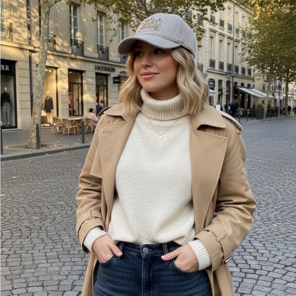 MaxMara women’s Beige cashmere Embroidered baseball cap